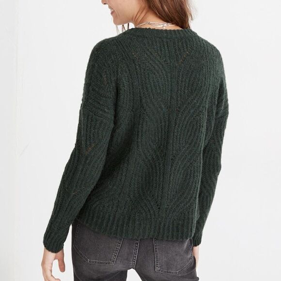 Madewell Charley Pullover Alpaca Blend Forest Green sweater oversize Sz XS - Picture 3 of 7